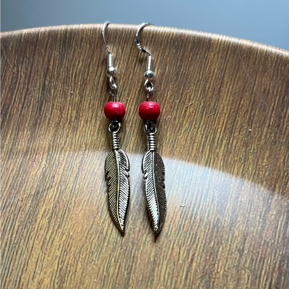 Silver feather earrings